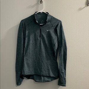 Nike Women's Heather Charcoal Quarter-Zip Long Sleeve Top